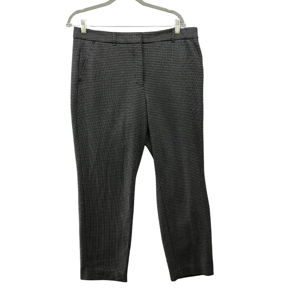 White House Black Market Elle Slim Pants Womens Size 14 Black White Printed Knit